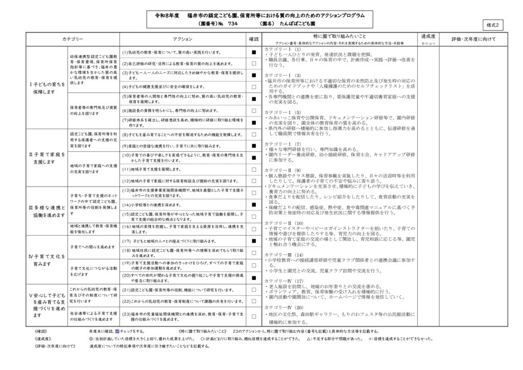 アクションプログラムワークシート２　令和８年度のサムネイル